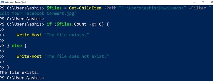 Get Childitem File Exists