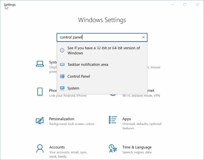 go to settings app