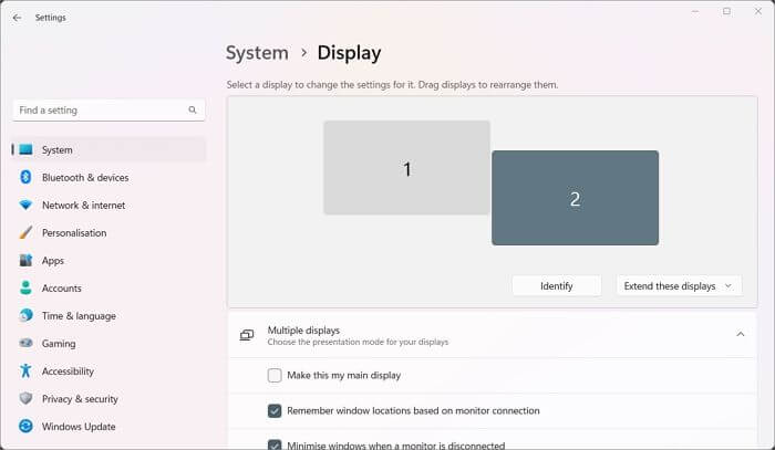 change monitor 1 and 2