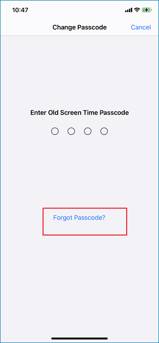 Reset the screen time passcode