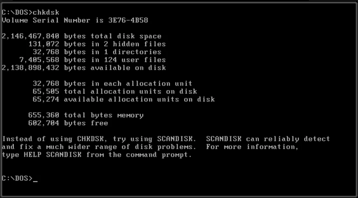 list of ms dos
