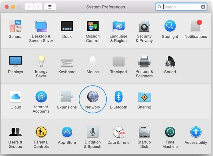 open Network settings on macOS