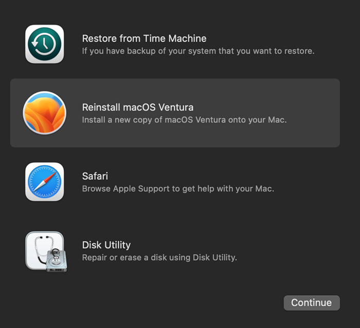Reinstall macOS on Intel-based