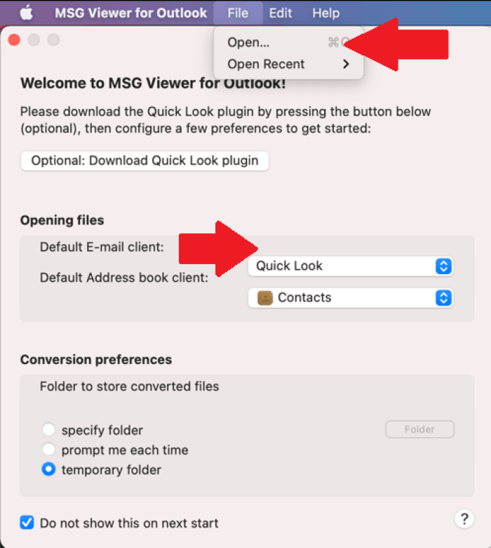 mac view msg file