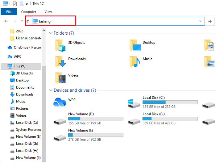 open task manager via file explorer