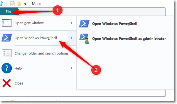 open using file explorer