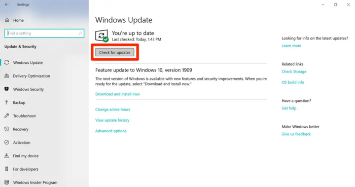 checking for windows update