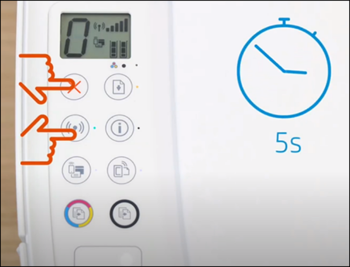 Pressing Power And Wireless Buttons For Fve Seconds