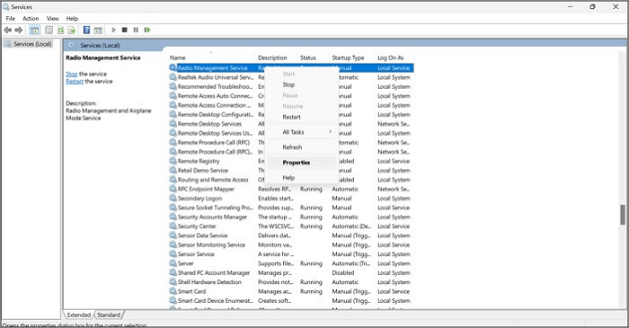 radio management settings