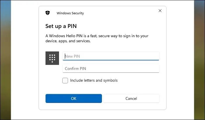 Reset PIN Windows