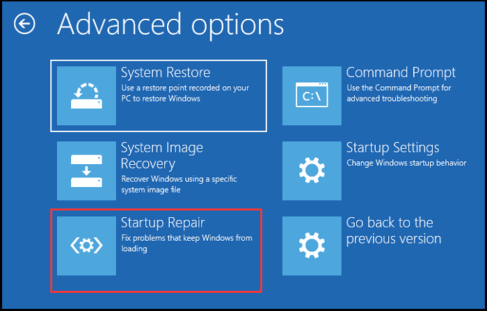 run startup repair