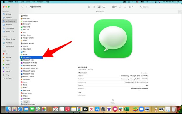 opt Message under Finder