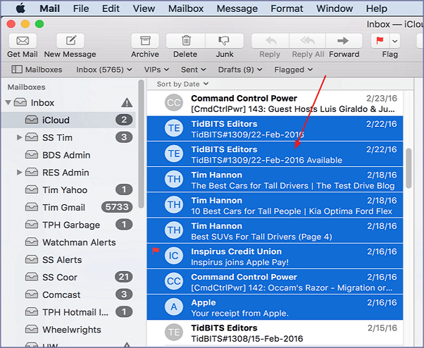 select multiple files mac