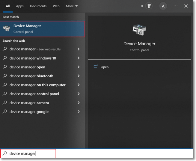 select the device manager