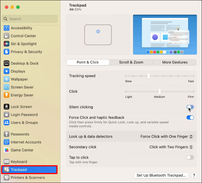 click on Trackpad
