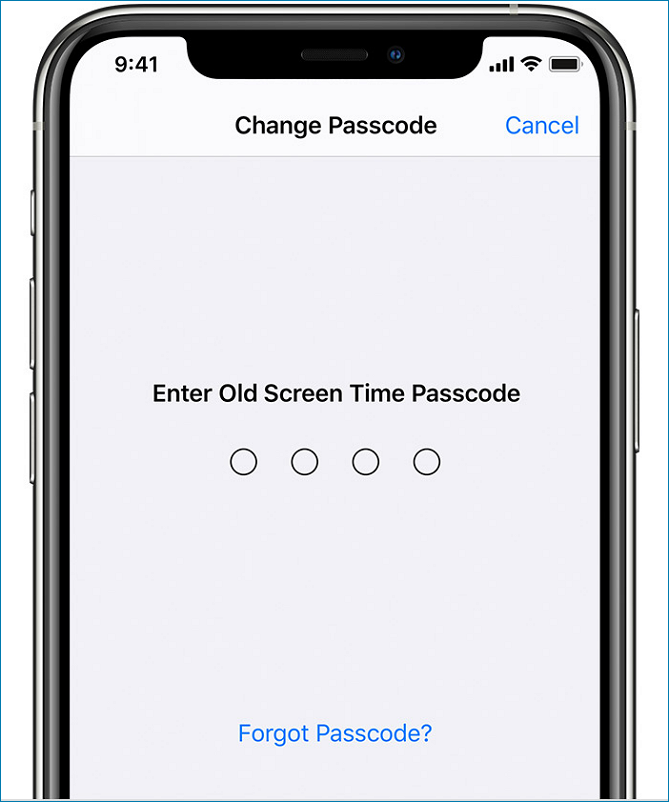 Set or change screen time passcode.