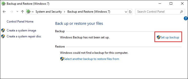 Set Up Backup