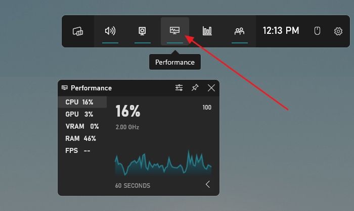 show performance windows game bar