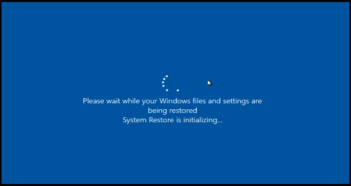 system restore is initializing