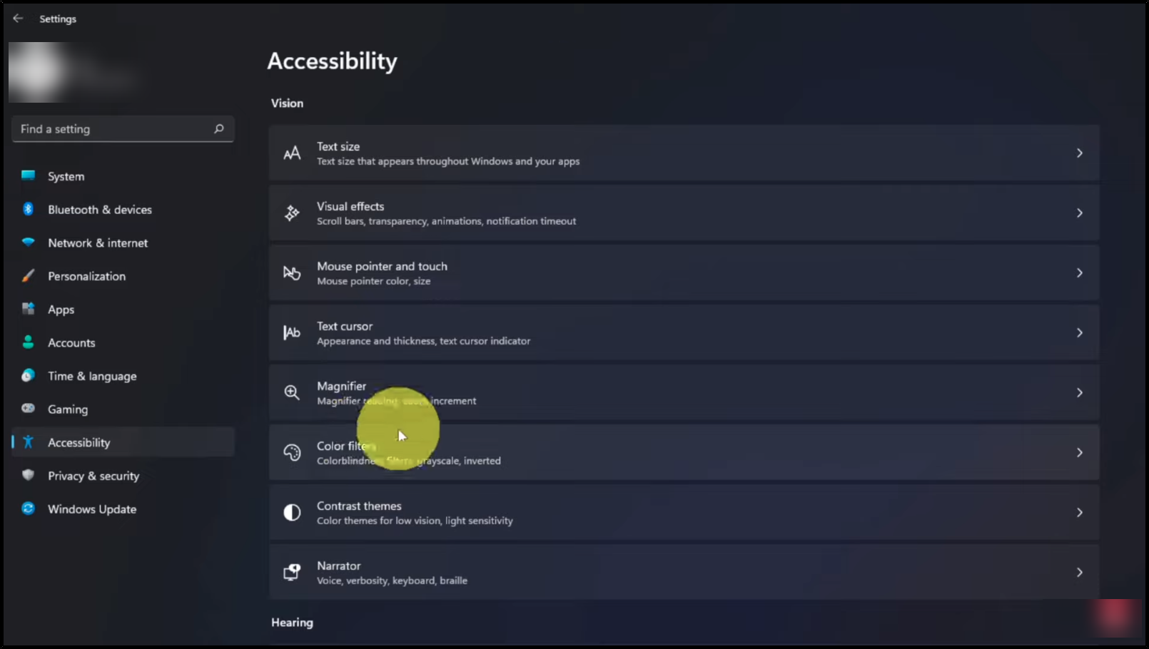 accessibility settings