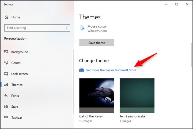 Get more themes in Microsoft Store
