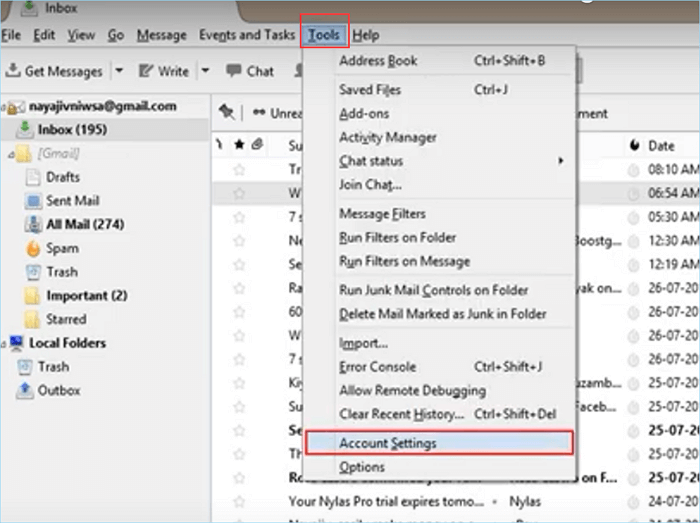 open account settings