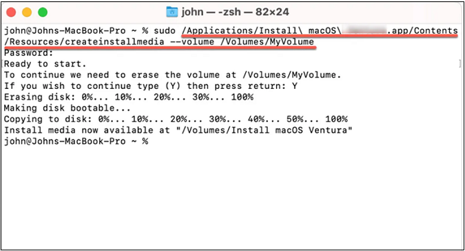 type the command