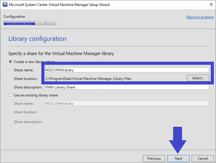 Complete the Port and Library configuration