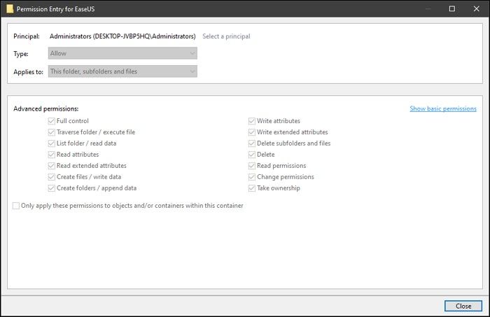 advanced permissions view