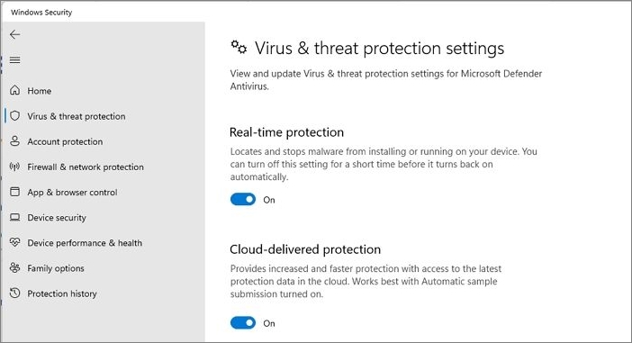 Windows Security Threat Protection