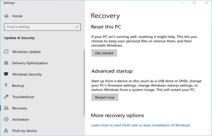 reset this pc