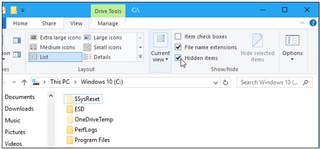 windows 10 do not show hidden files folders