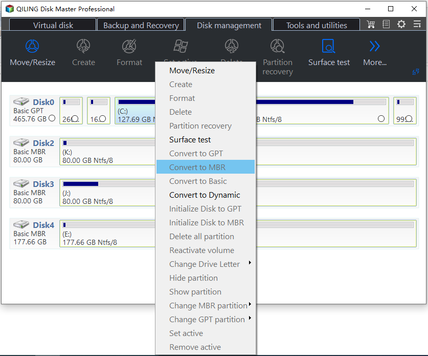 Fix Cannot Convert GPT to MBR in Windows