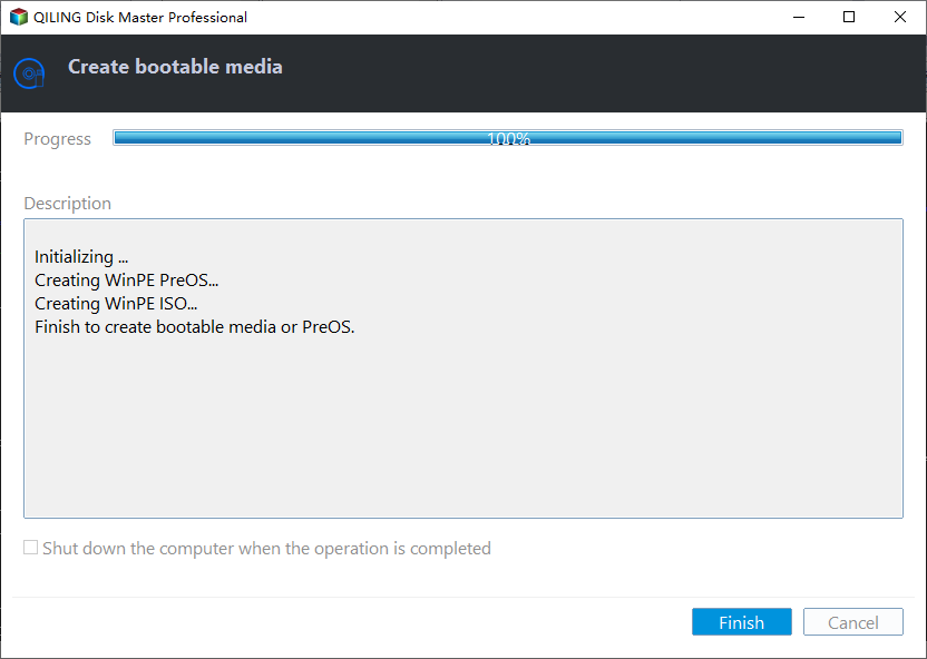 Confirm bootable ISO export has finished