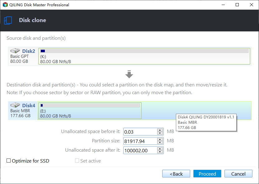 start the disk clone