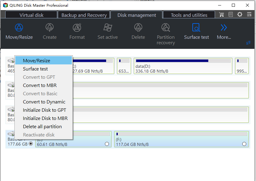 Select partition to allocate space