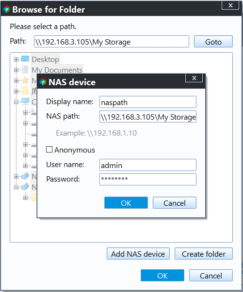 add network share for system backup