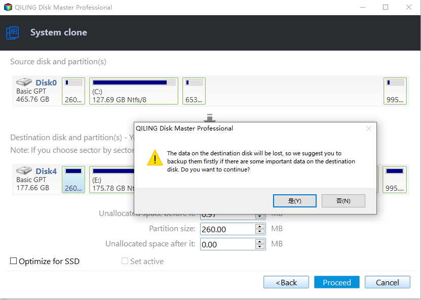 confirm to clone OS to a new drive