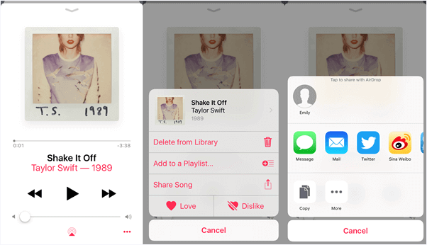 choose airdrop to transfer music