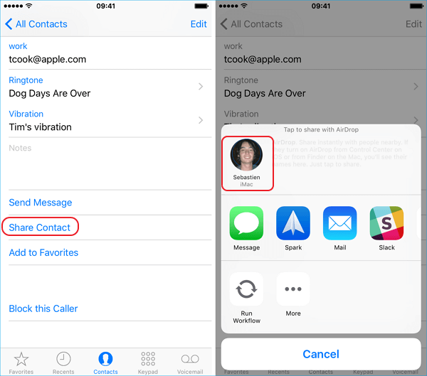 How to export contacts from iPhone to Mac via AirDrop