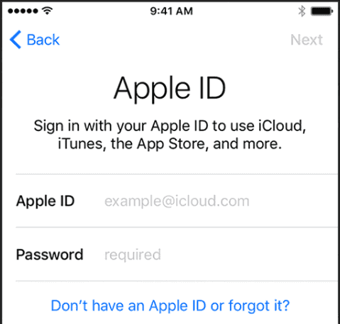 apple id new iphone