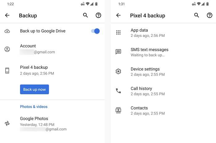 Backup your phone to Google Drive