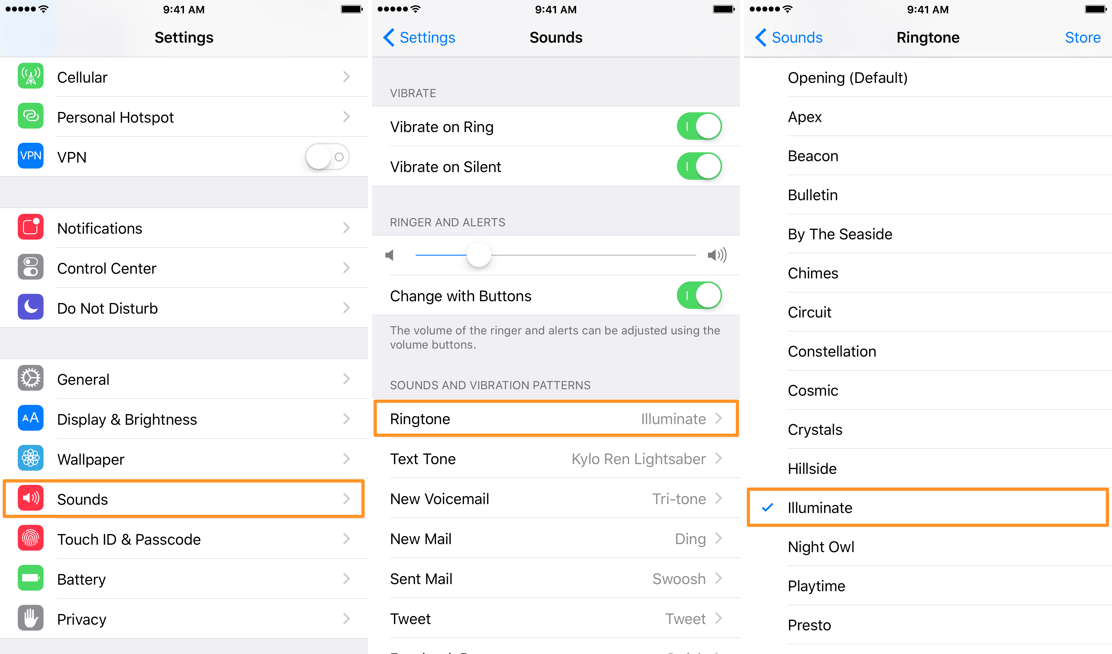 how to change ringtone on iPhone7