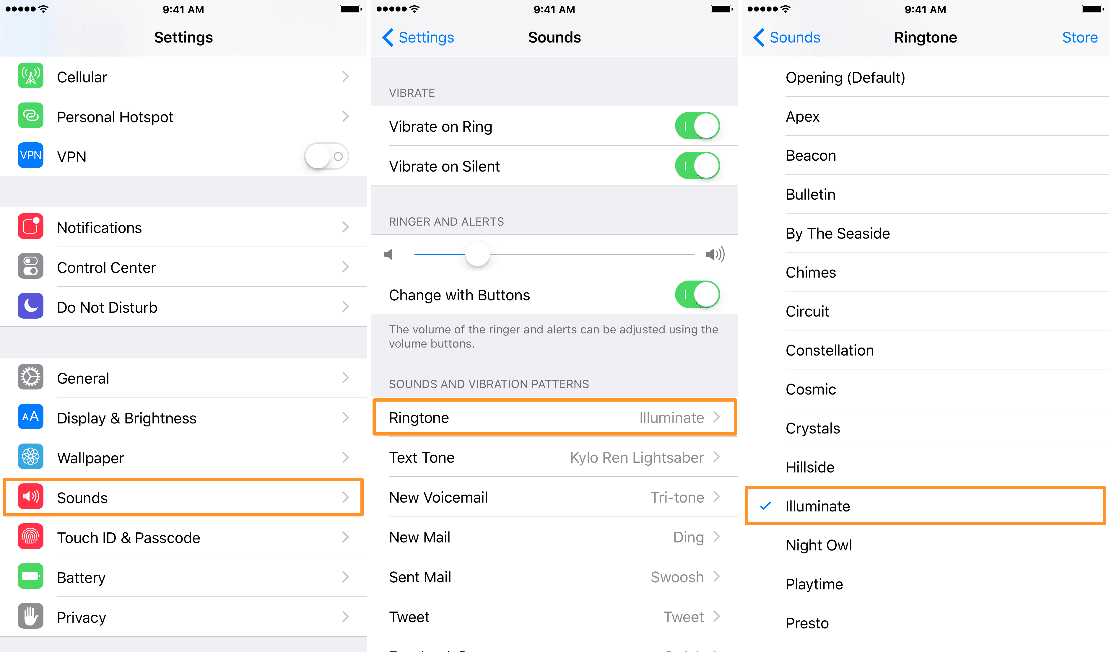 change ringtones on iPhone 7