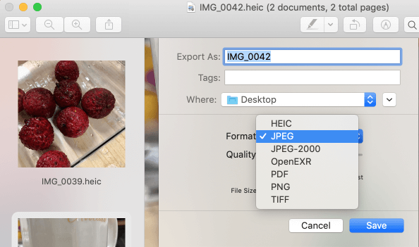 Convert HEIC to JPG on Mac