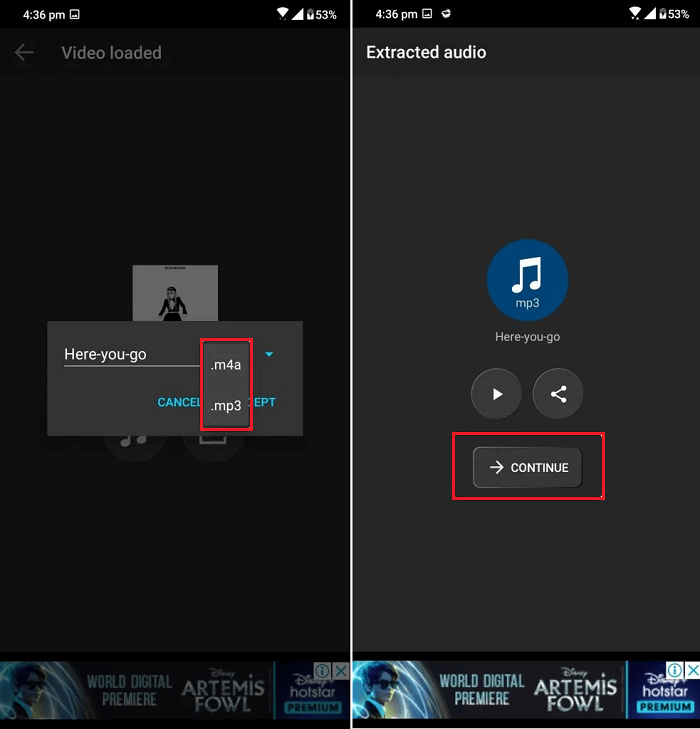 Convert video to audio on Android