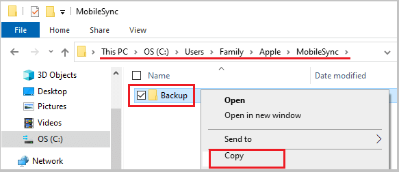 Copy backup files
