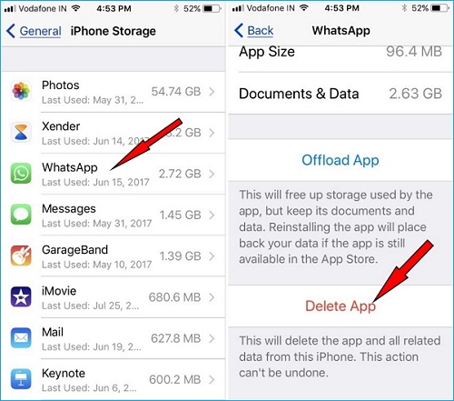 delete apps on iPhone 7 from settings