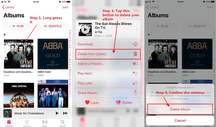 Delete Music from iPhone via Music App
