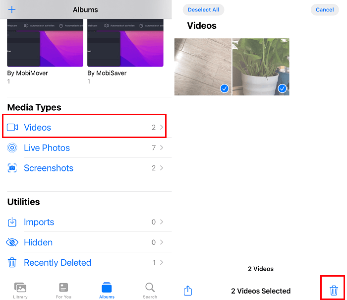 Delete videos from iPad